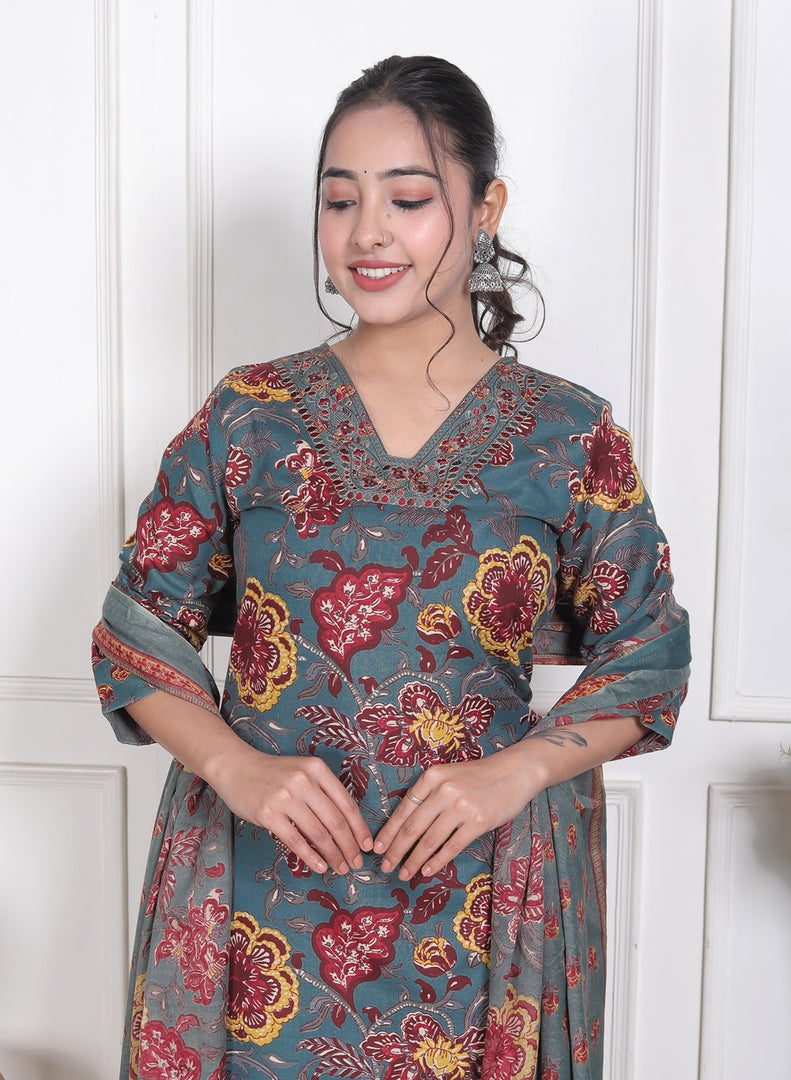 Forest Bloom Cotton Suit Set