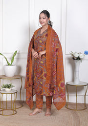 Amber Bloom Cotton Straight Suit Set