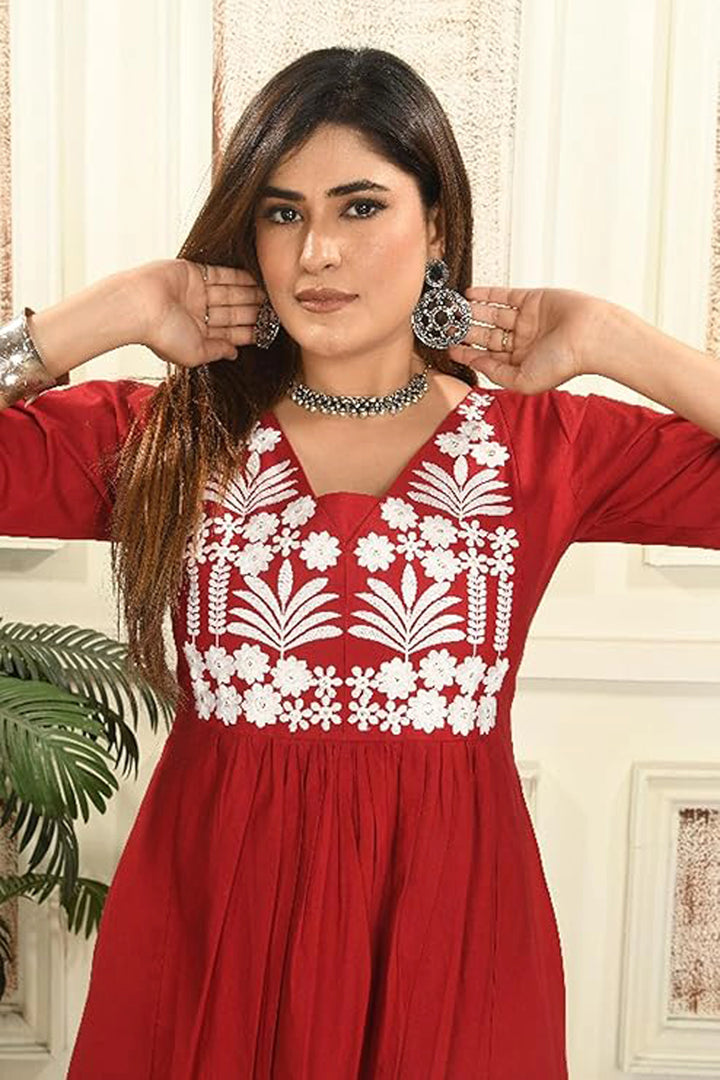 Crimson Bloom Anarkali Set