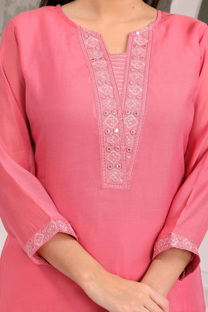 Coral Grace Embroidered Kurta Set