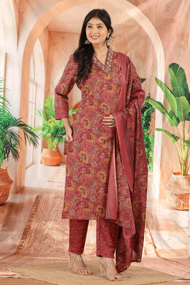 Maroon Gulzar Printed Kurta Set