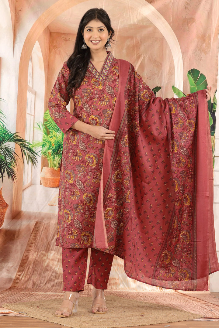 Maroon Gulzar Printed Kurta Set