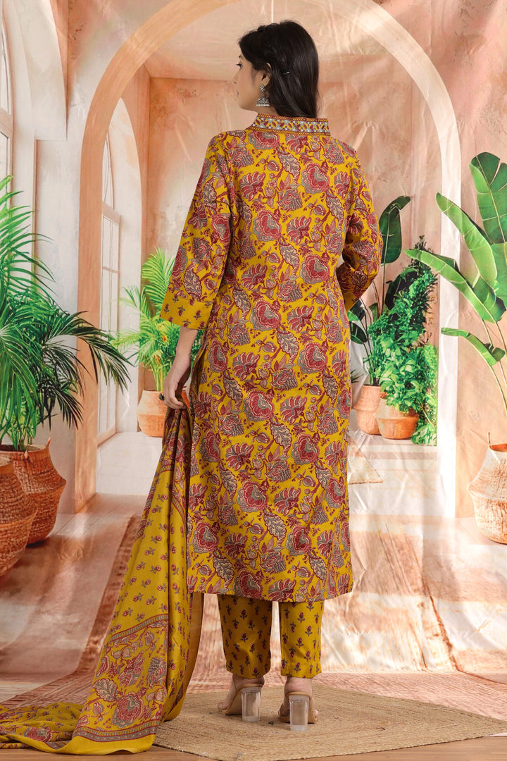 Mustard Mehr Printed Kurta Set