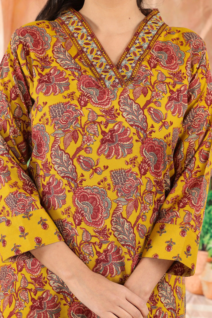 Mustard Mehr Printed Kurta Set