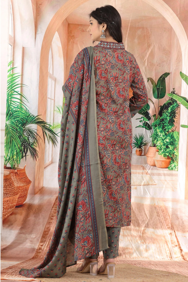 Slate Gulmohar Printed Kurta Set