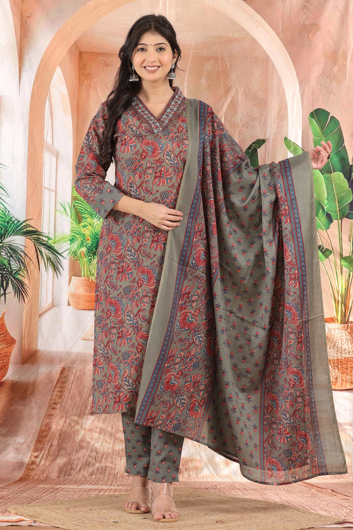 Slate Gulmohar Printed Kurta Set