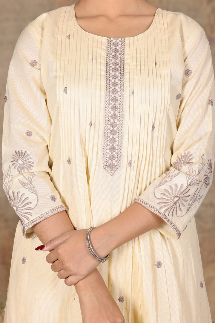 Lemon Whisper Muslin-Cotton A-Line Suit Set