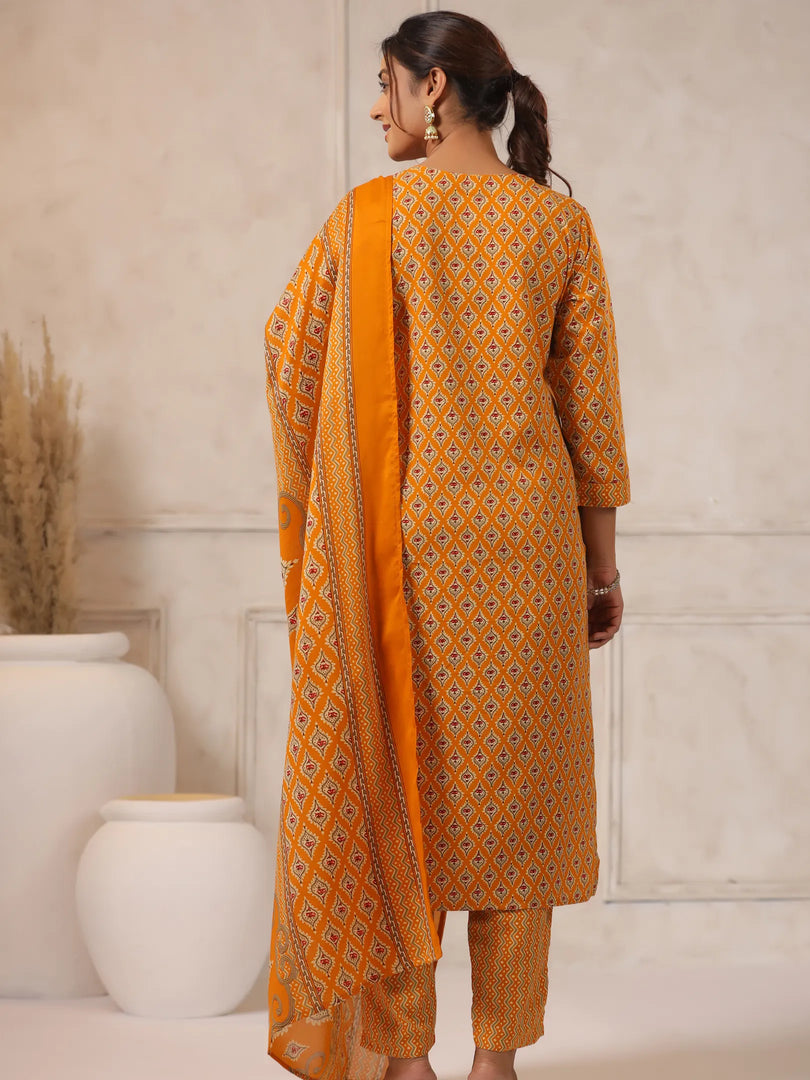 Tribal Printed Rayon Kurta Set with Dupatta