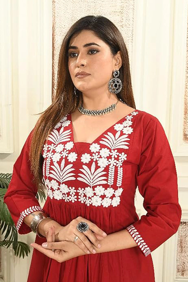 Crimson Bloom Anarkali Set