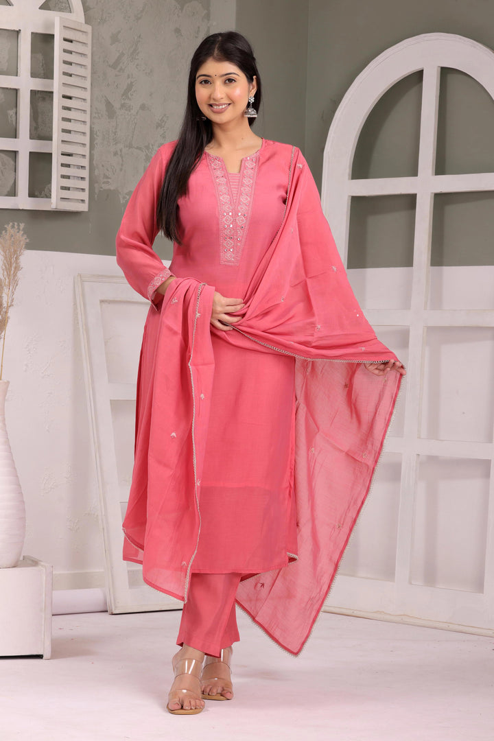 Coral Grace Embroidered Kurta Set