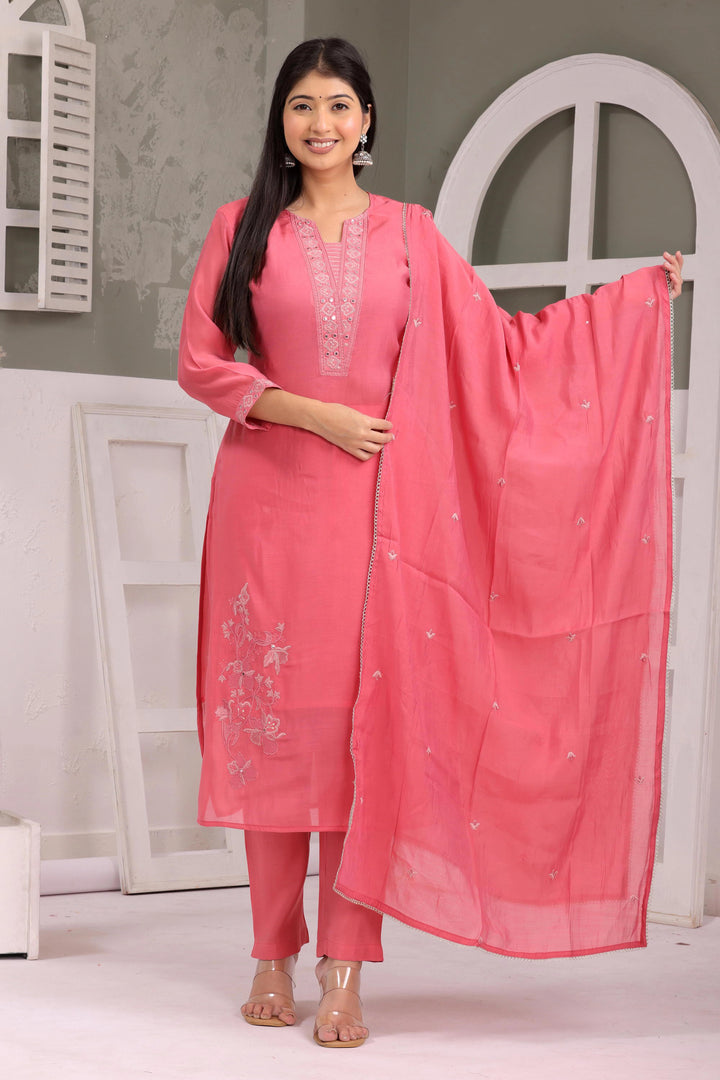 Coral Grace Embroidered Kurta Set