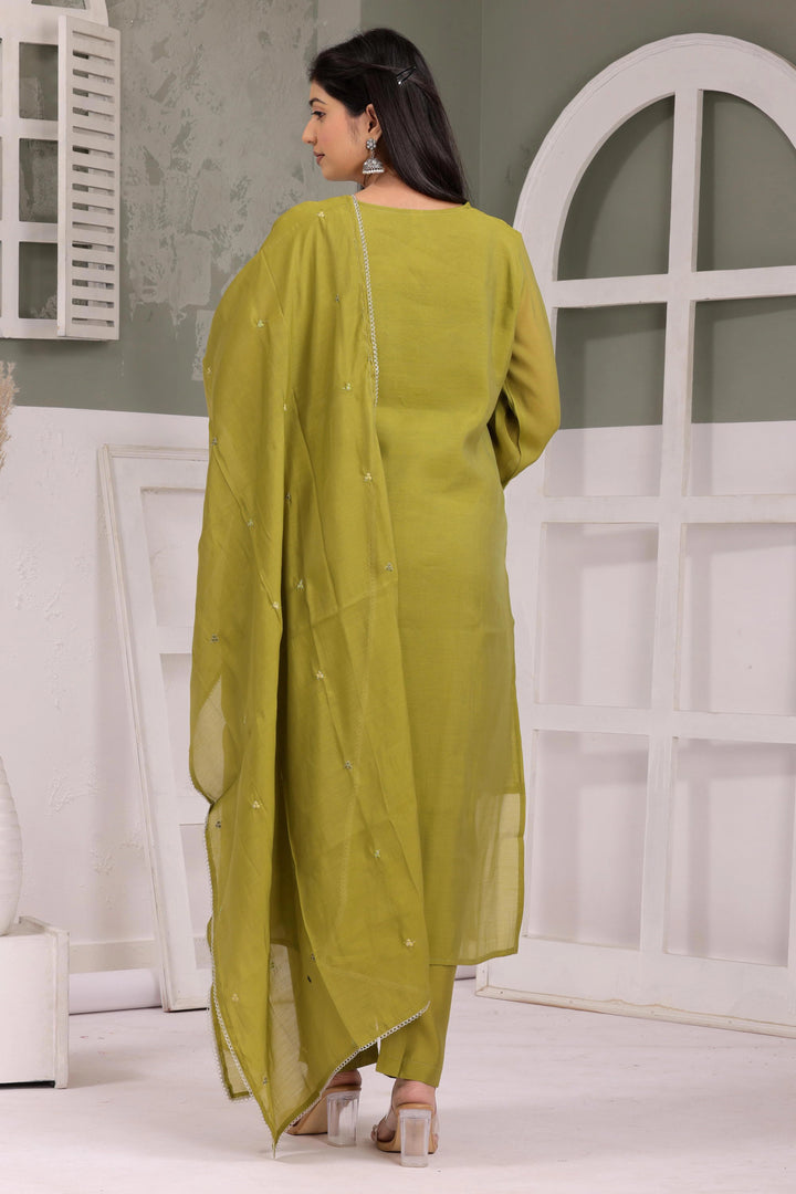 Sage Bloom Embroidered Kurta Set