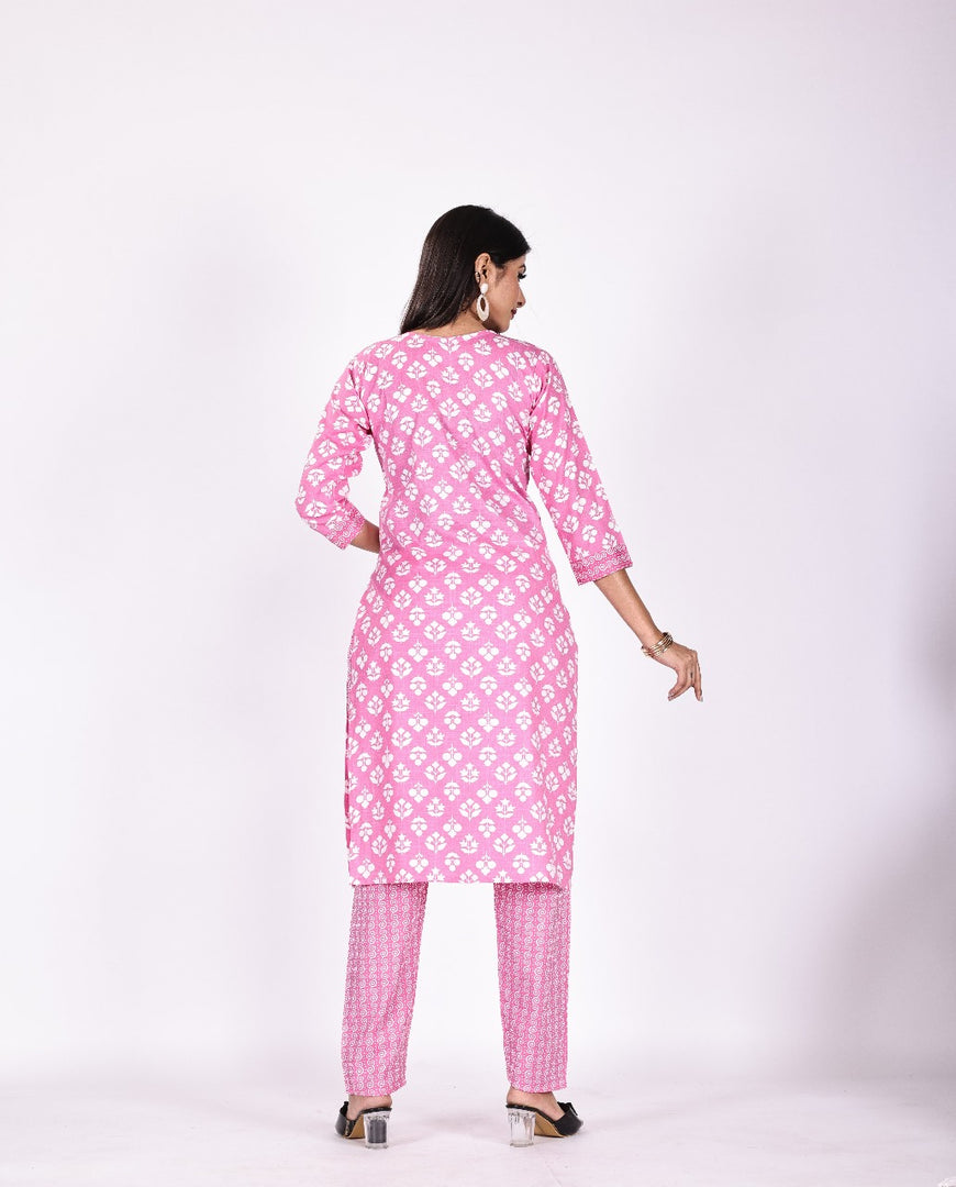 Pink Blossom Chikankari Suit Set