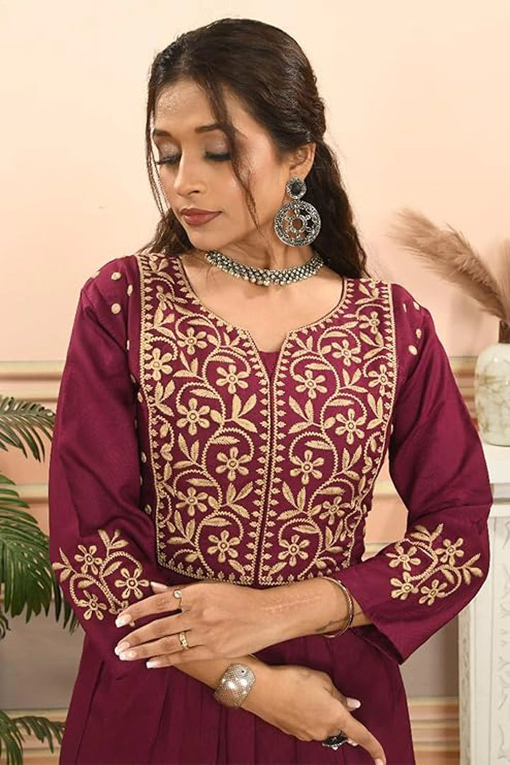 Wine Grace Anarkali Set