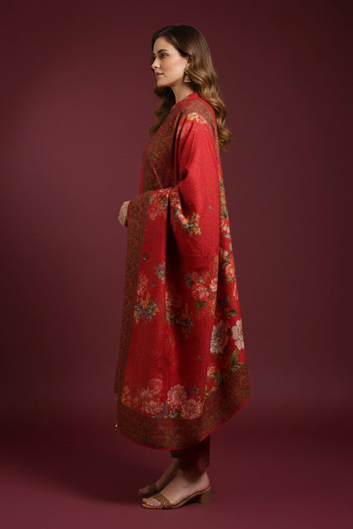 Crimson Bloom Elegance Suit Set