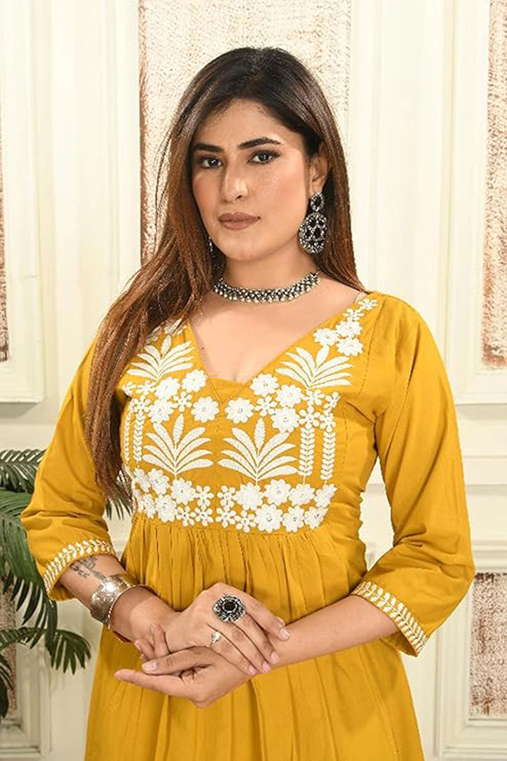 Mustard Bloom Anarkali Set