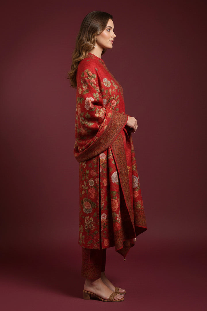 Crimson Bloom Elegance Suit Set