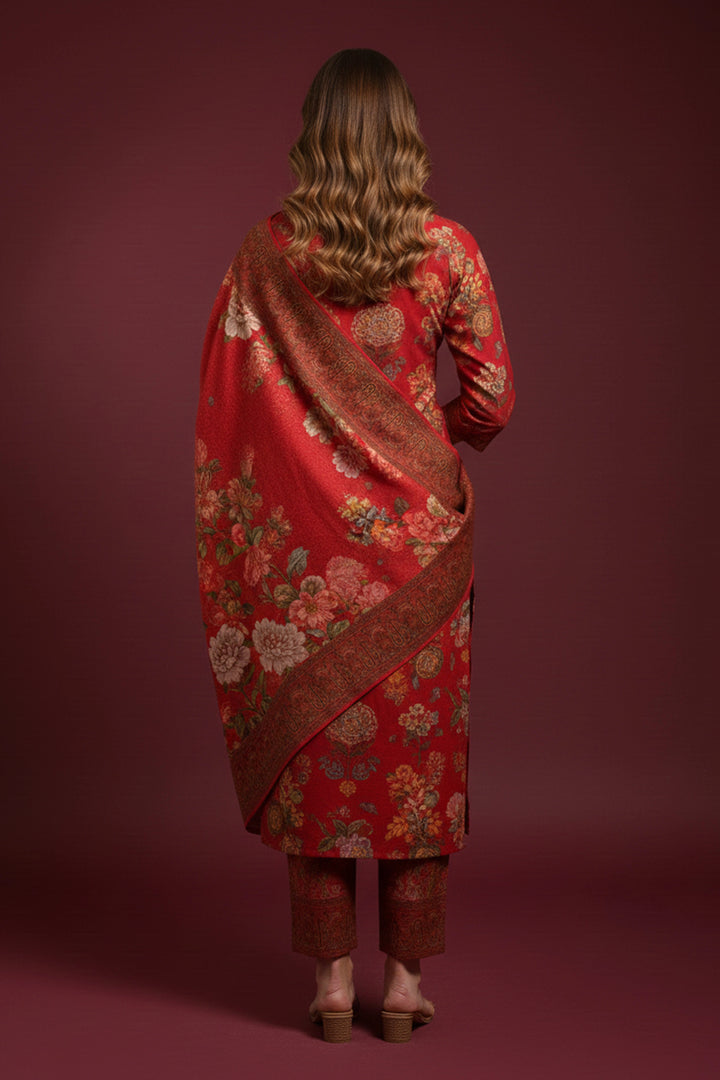 Crimson Bloom Elegance Suit Set