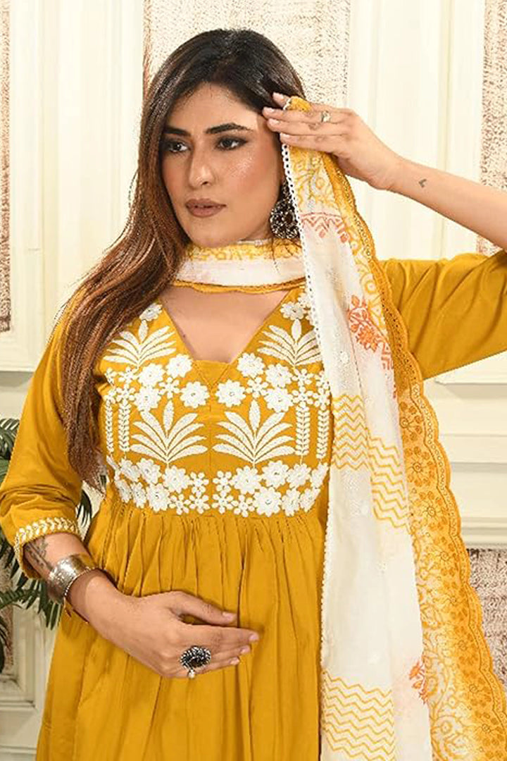 Mustard Bloom Anarkali Set