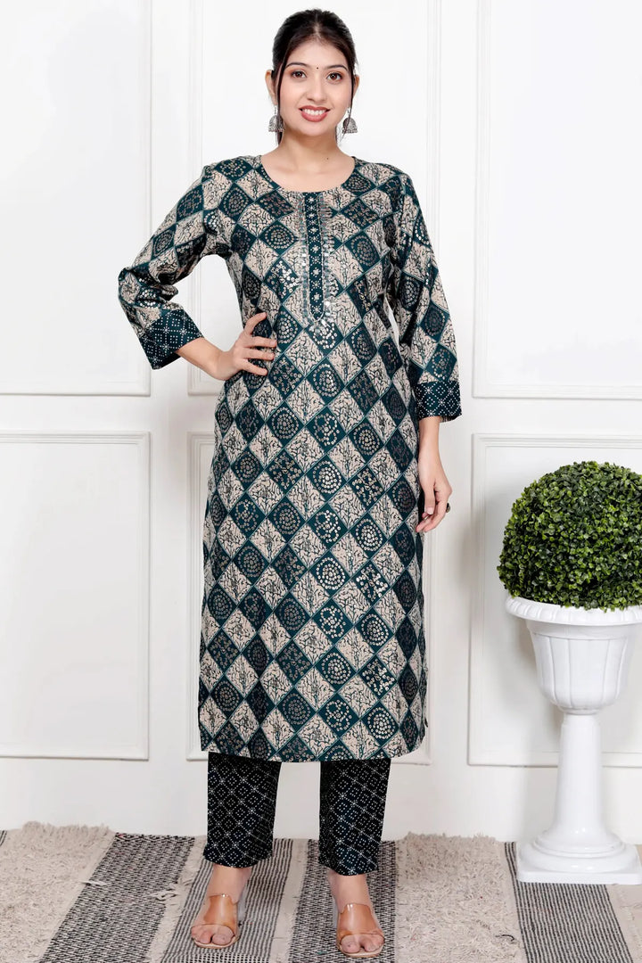Ethnic Bandhni Print Cotton Suit Set With Dupatta