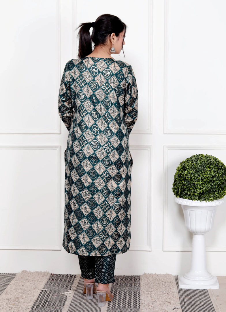 Ethnic Bandhni Print Cotton Suit Set With Dupatta