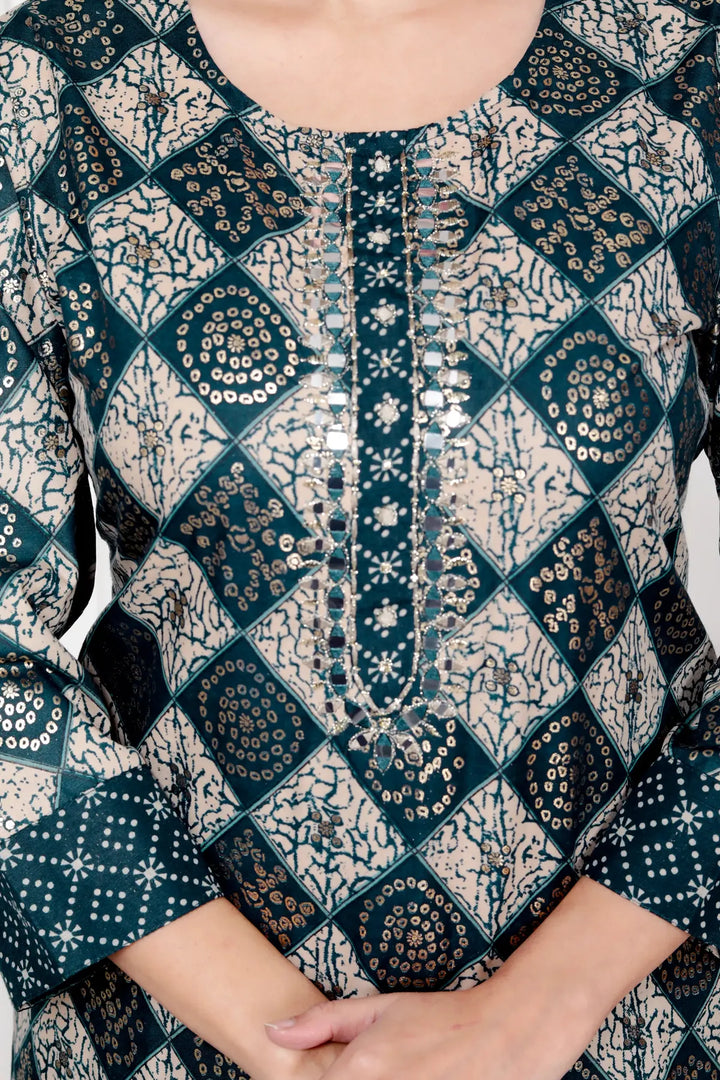 Ethnic Bandhni Print Cotton Suit Set With Dupatta