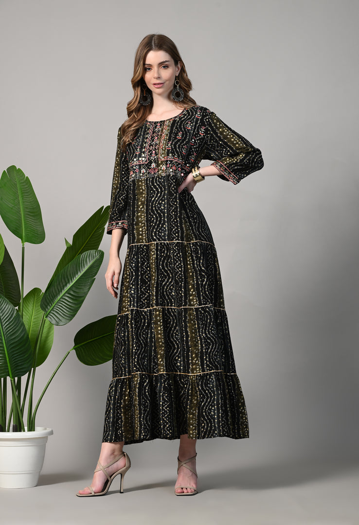 Flare Tie Dye Pattern Comfy Gown