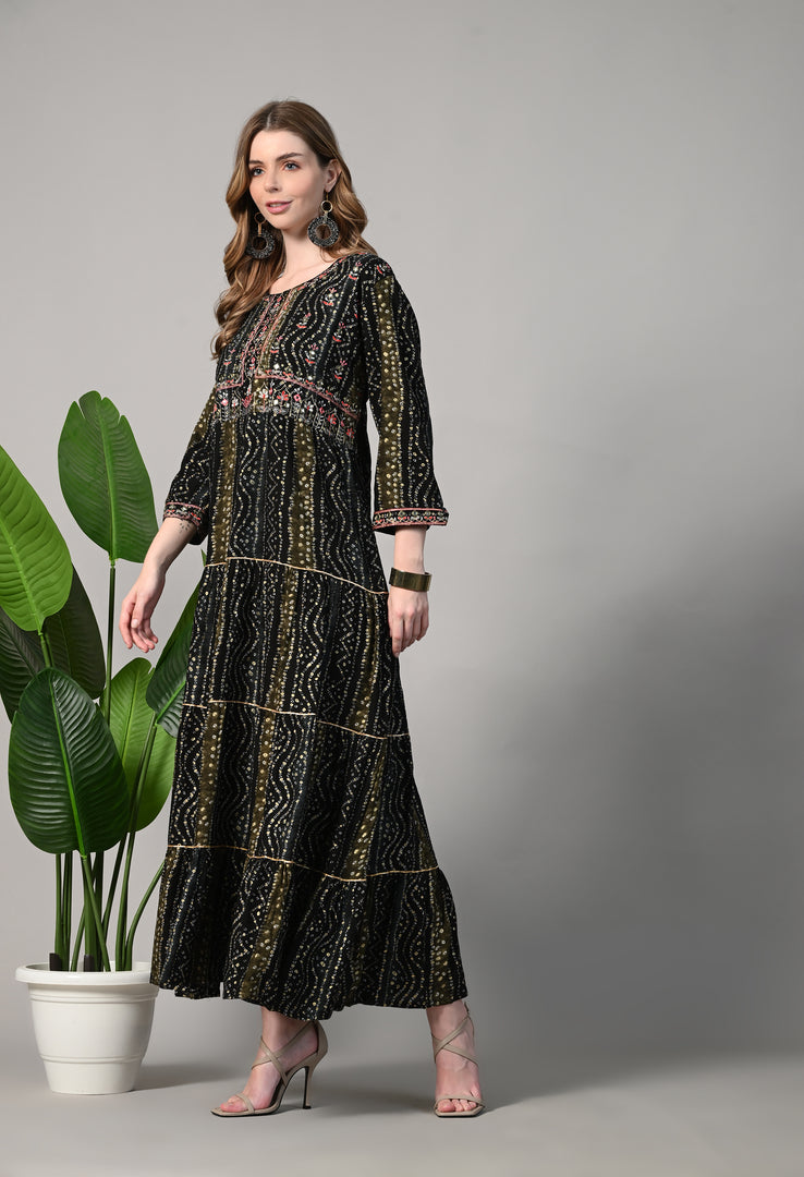 Flare Tie Dye Pattern Comfy Gown