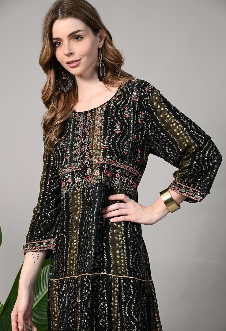 Flare Tie Dye Pattern Comfy Gown