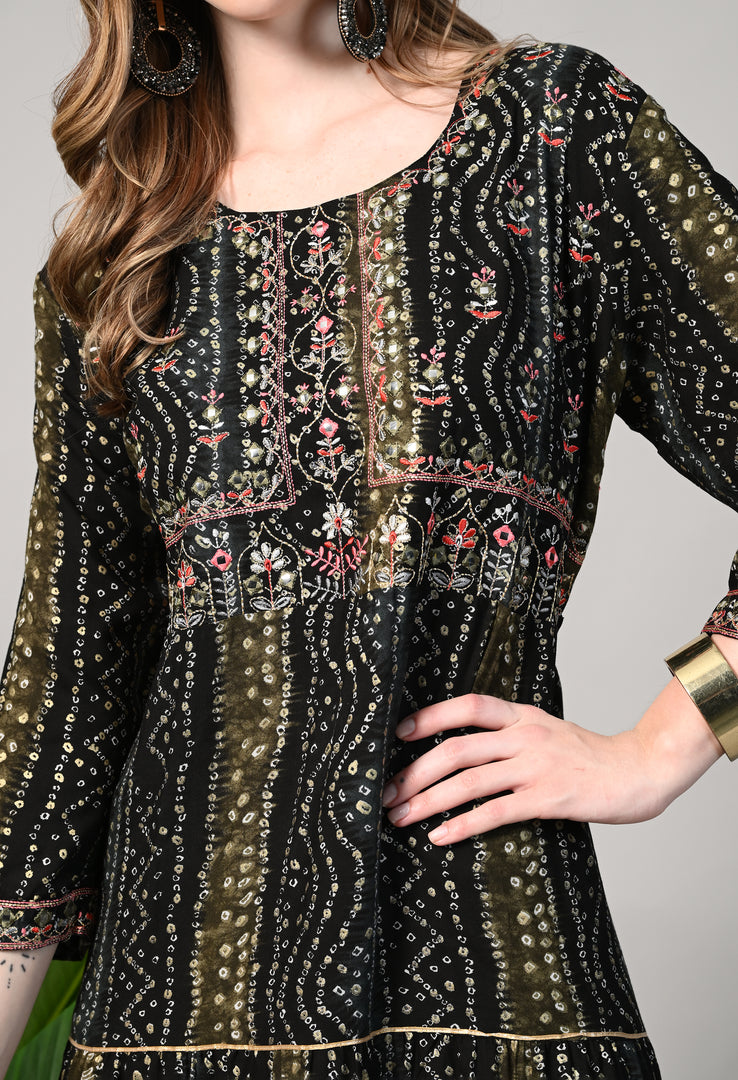 Flare Tie Dye Pattern Comfy Gown