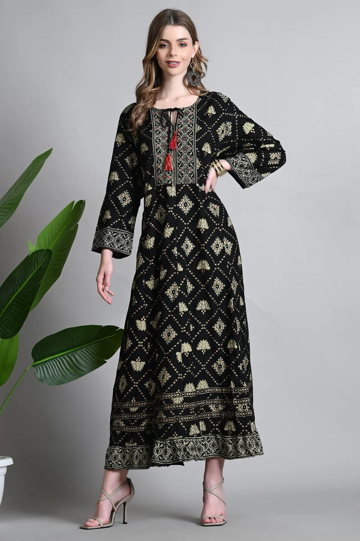 Embroidered Viscose Rayon Ethnic Gown