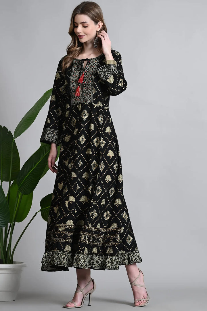 Embroidered Viscose Rayon Ethnic Gown