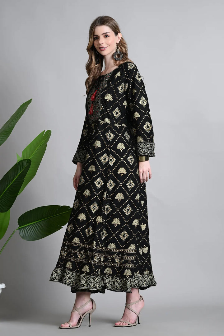 Embroidered Viscose Rayon Ethnic Gown