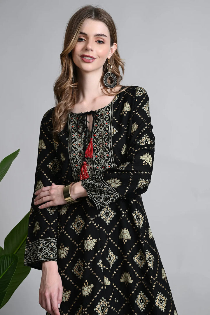 Embroidered Viscose Rayon Ethnic Gown