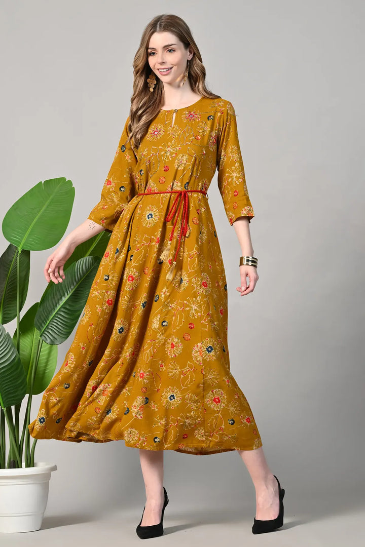 Floral Printed Ready to Wear A-Line Gown