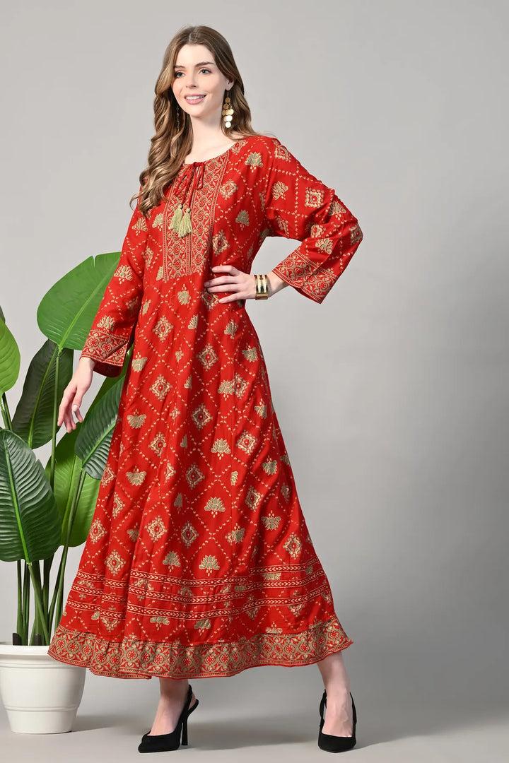 Embroidered Viscose Rayon Ethnic Gown