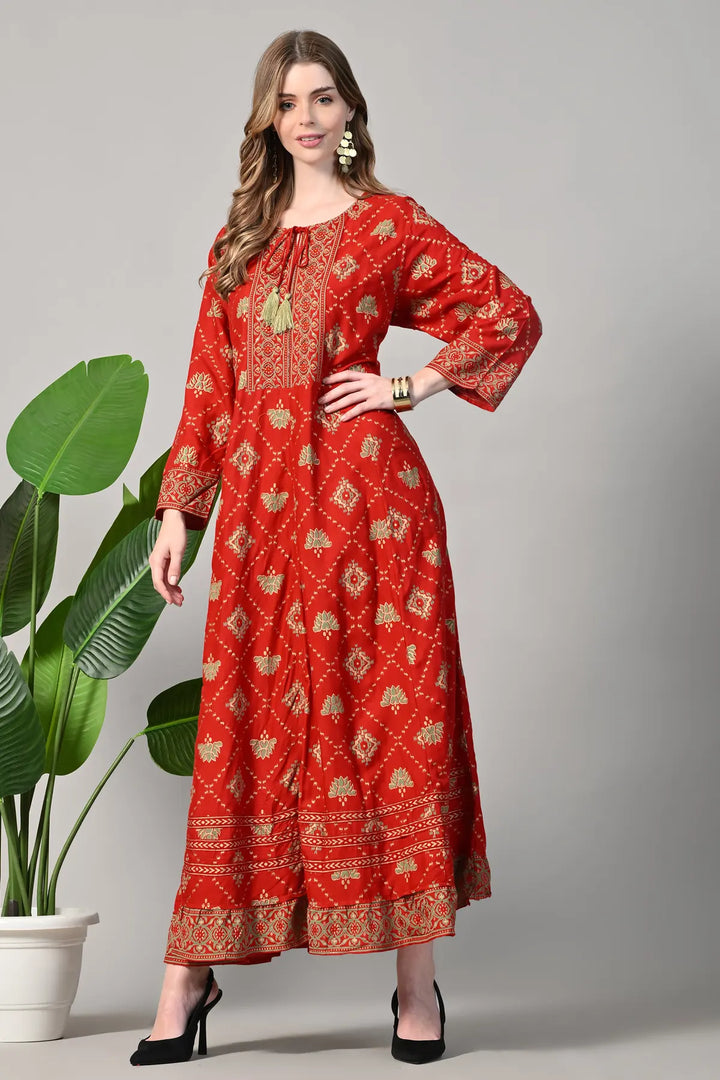 Embroidered Viscose Rayon Ethnic Gown
