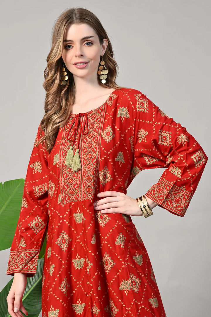 Embroidered Viscose Rayon Ethnic Gown