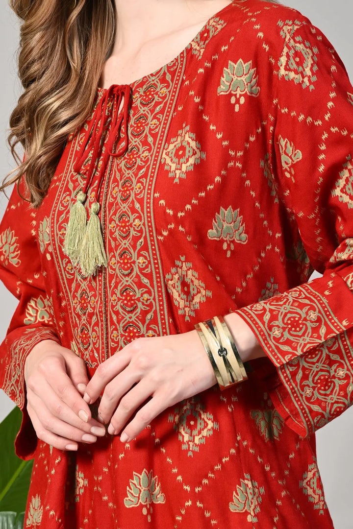 Embroidered Viscose Rayon Ethnic Gown