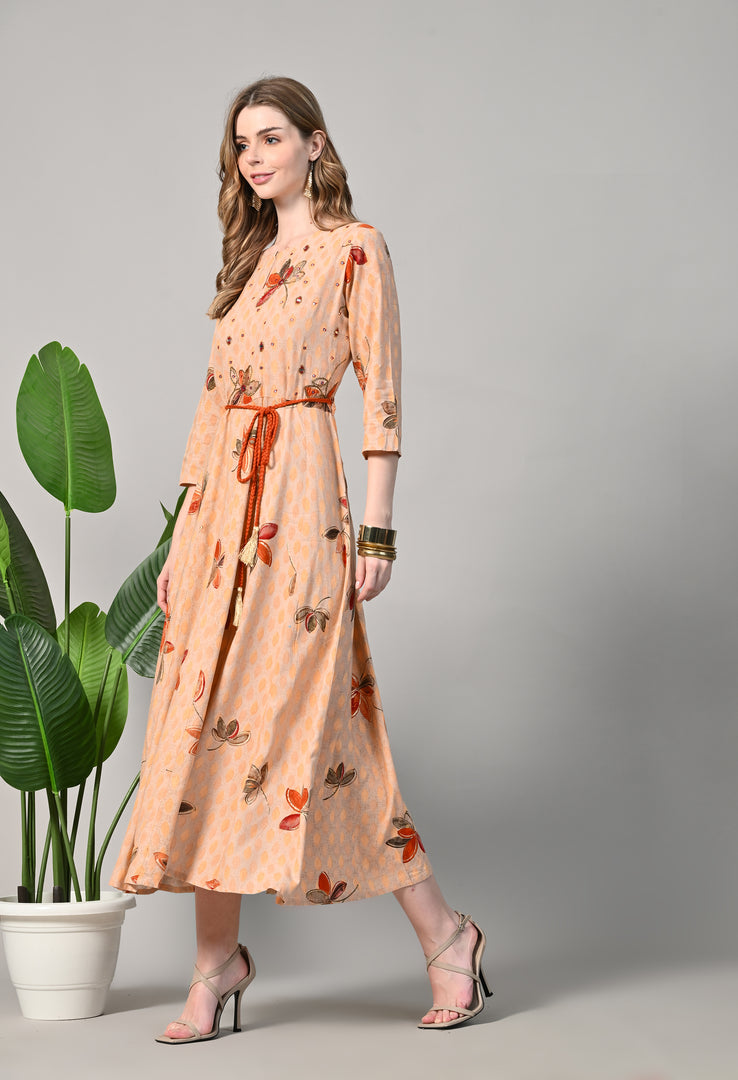 Printed Rayon Blend Stitched Gown