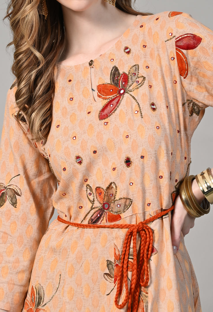 Printed Rayon Blend Stitched Gown