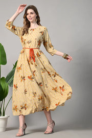 Printed Rayon Blend Stitched Gown