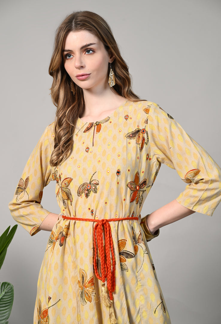 Printed Rayon Blend Stitched Gown