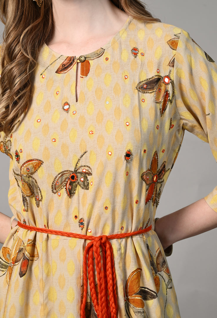 Printed Rayon Blend Stitched Gown