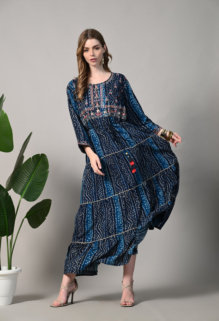 Flare Tie Dye Pattern Comfy Gown