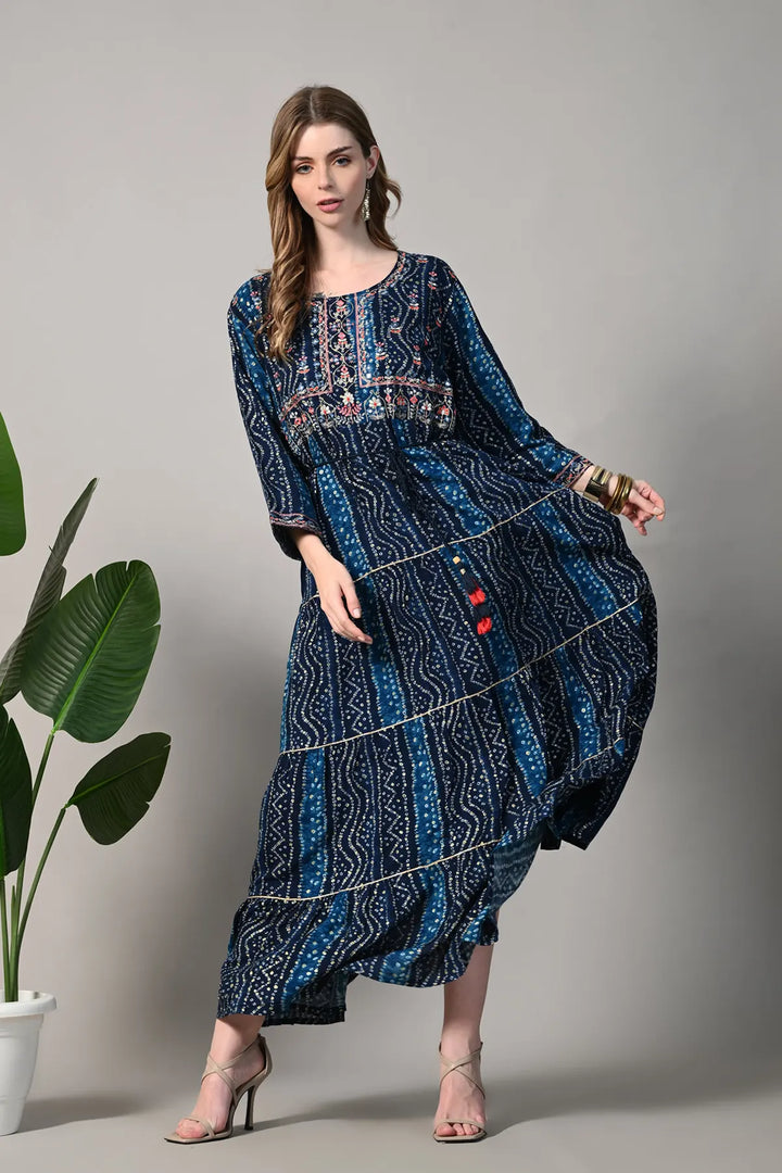 Flare Tie Dye Pattern Comfy Gown