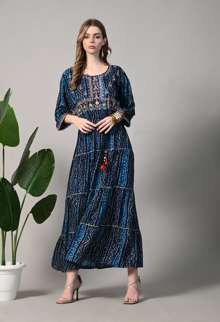 Flare Tie Dye Pattern Comfy Gown