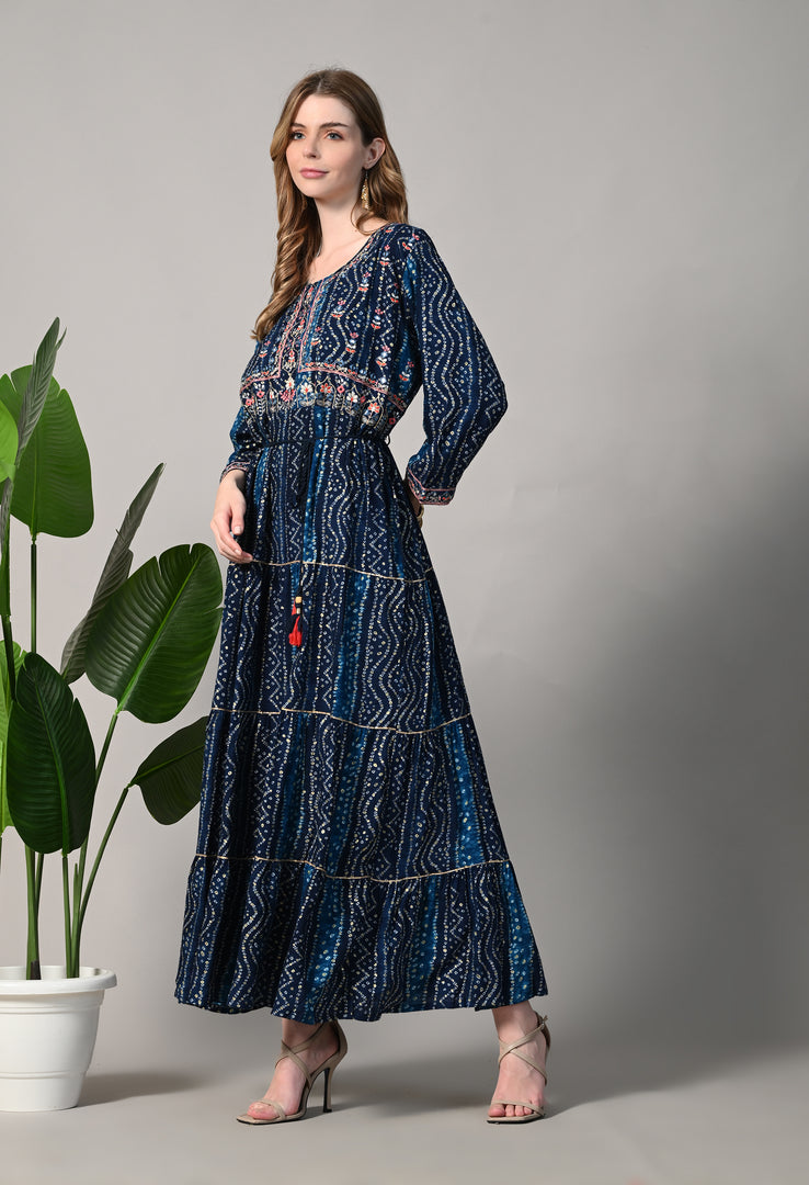Flare Tie Dye Pattern Comfy Gown