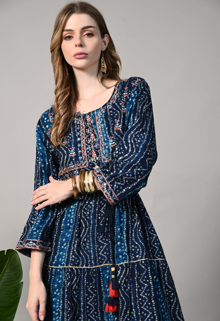 Flare Tie Dye Pattern Comfy Gown