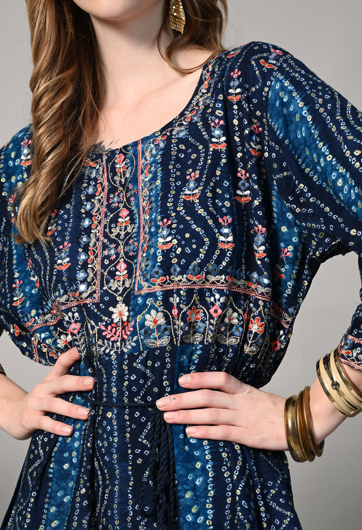 Flare Tie Dye Pattern Comfy Gown